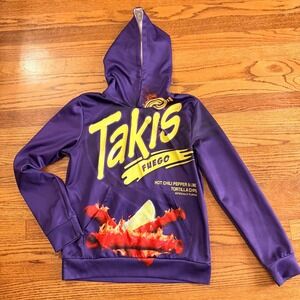 Takis Fuego Hoodie graphics front and back pocket kids size L